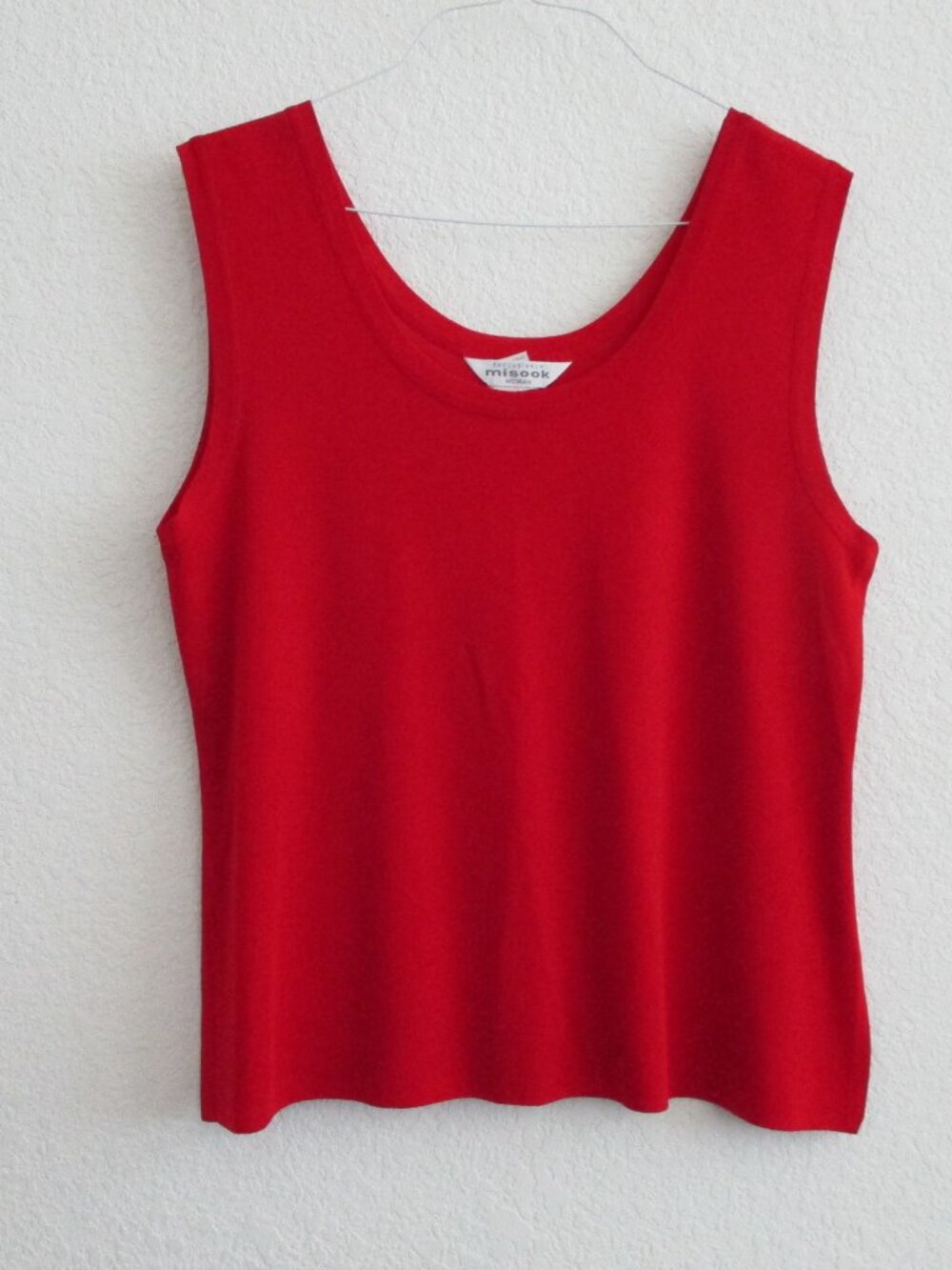 Exclusively Misook Tank Top Women Plus 1X Red Sleeveless Knitted Career Office